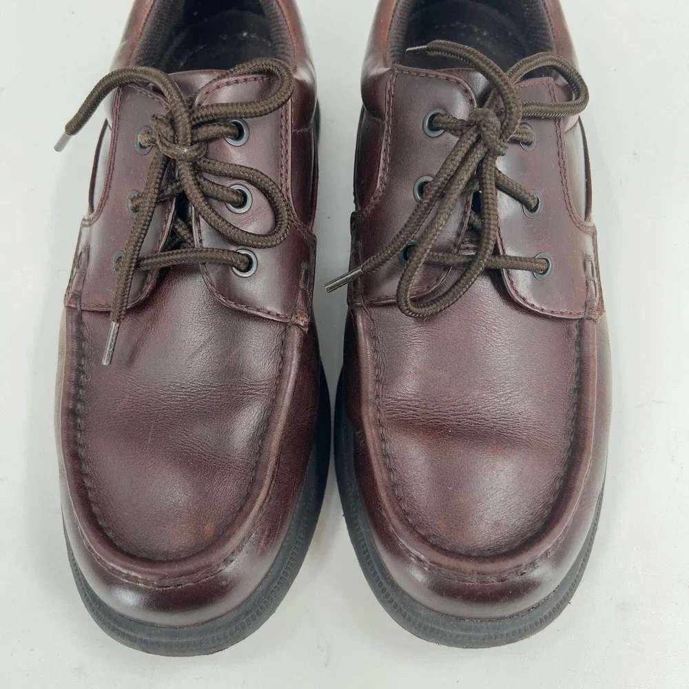 Hush Puppies Men;s Wide Brown Leather Moc Toe Oxford Comfort Shoe 10W